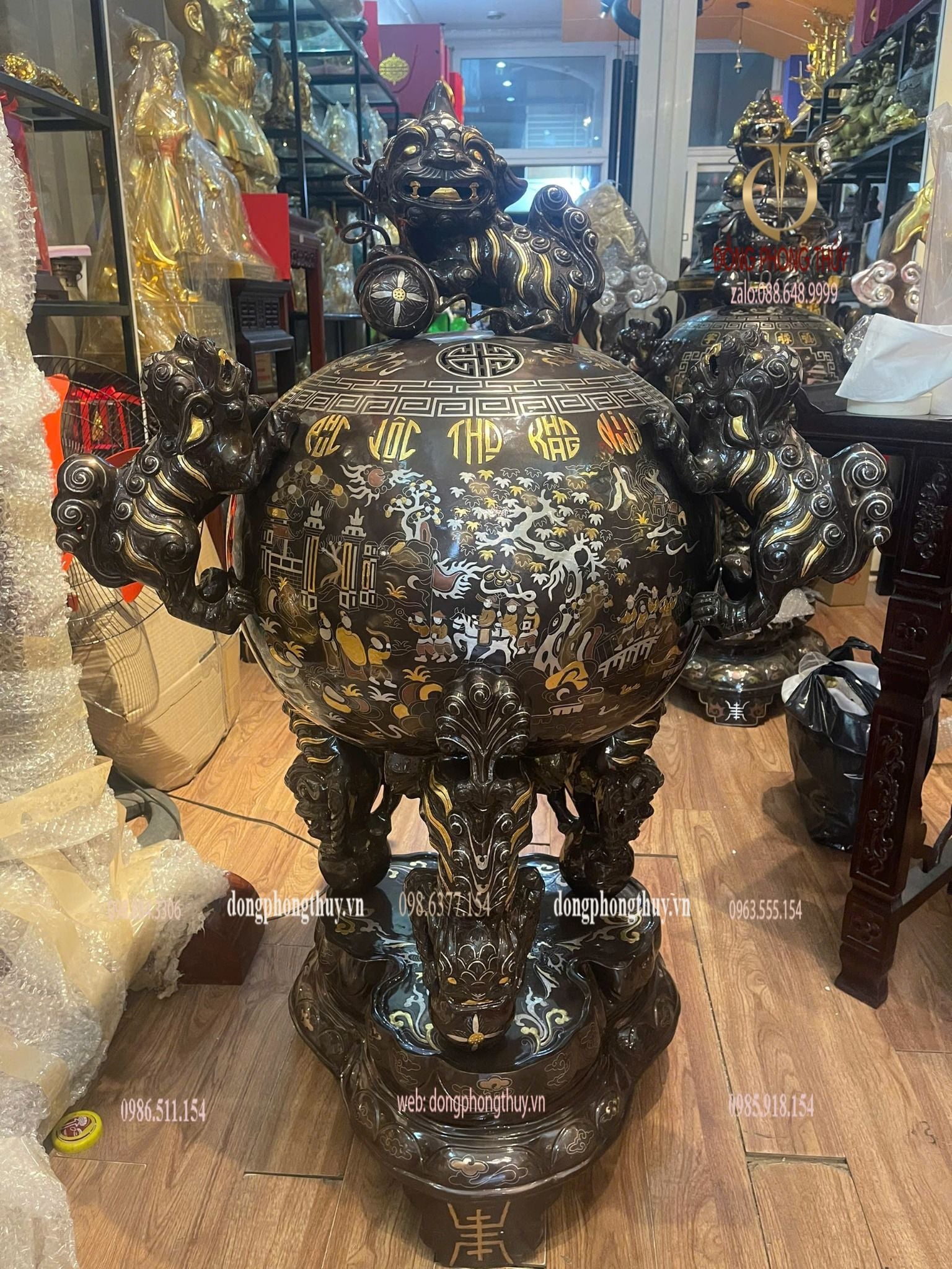 Thất lân vờn cầu 1m2 chữ việt khảm tam khí