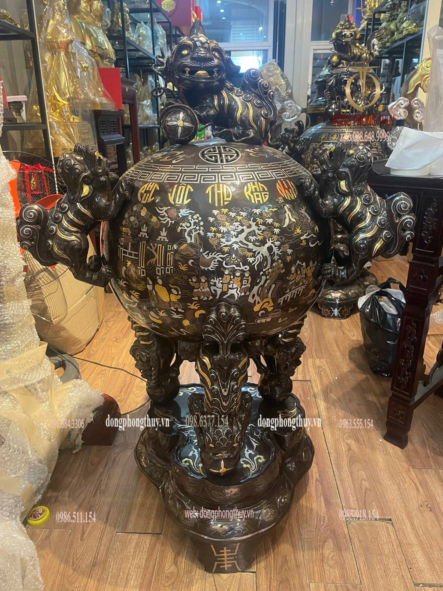 Thất lân vờn cầu 1m2 chữ việt khảm tam khí