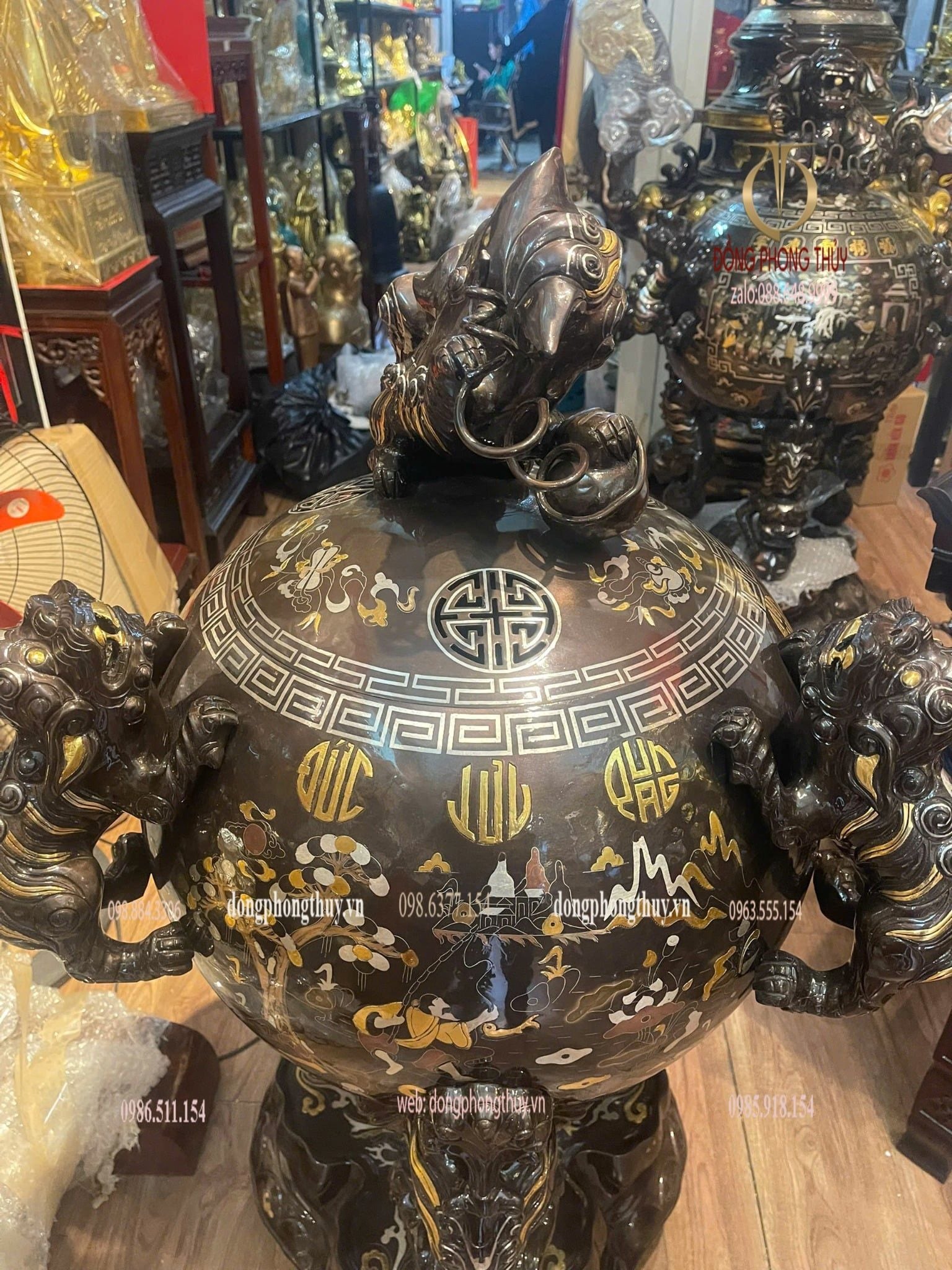 Thất lân vờn cầu 1m2 chữ việt khảm tam khí