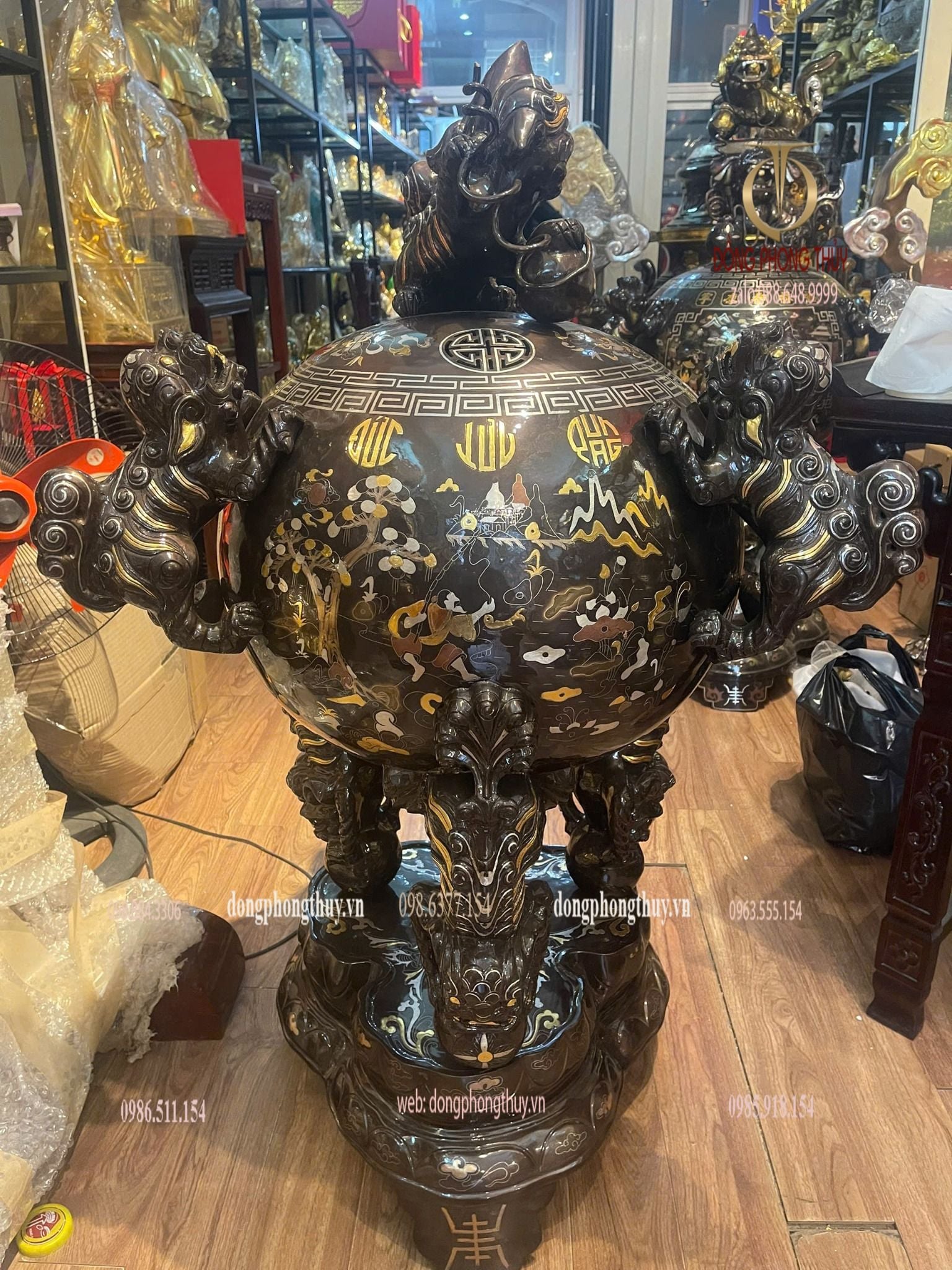 Thất lân vờn cầu 1m2 chữ việt khảm tam khí