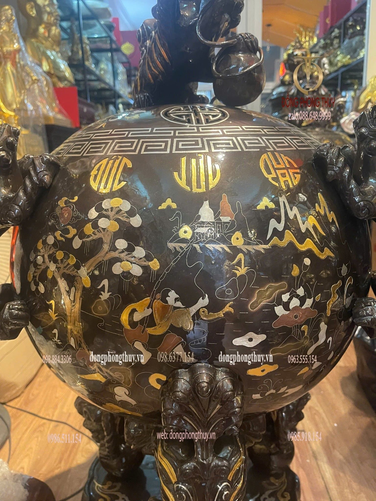 Thất lân vờn cầu 1m2 chữ việt khảm tam khí