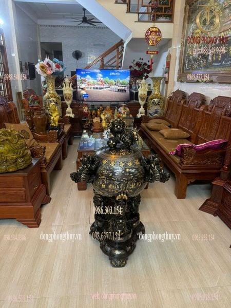 Thất lân vờn cầu 1m2 khảm tam khí