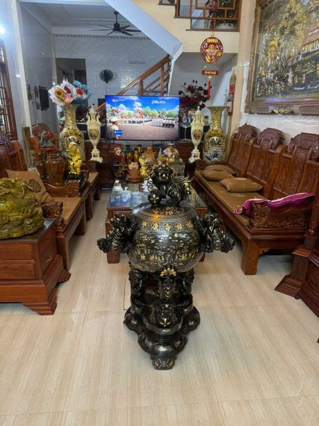 Thất lân vờn cầu 1m2 khảm tam khí