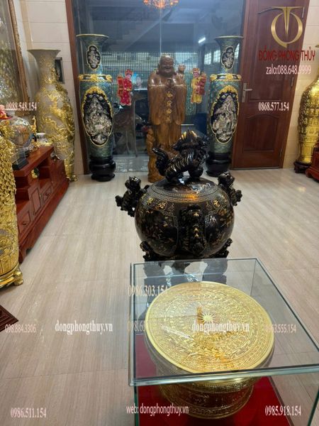 Thất lân vờn cầu 1m2 khảm tam khí