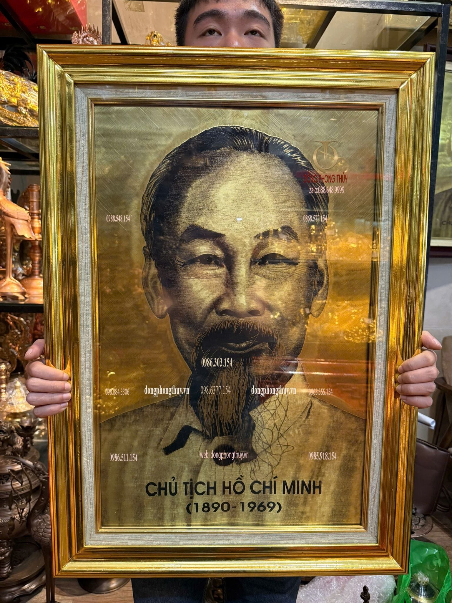 Tranh chân dung bác hồ khung dát vàng