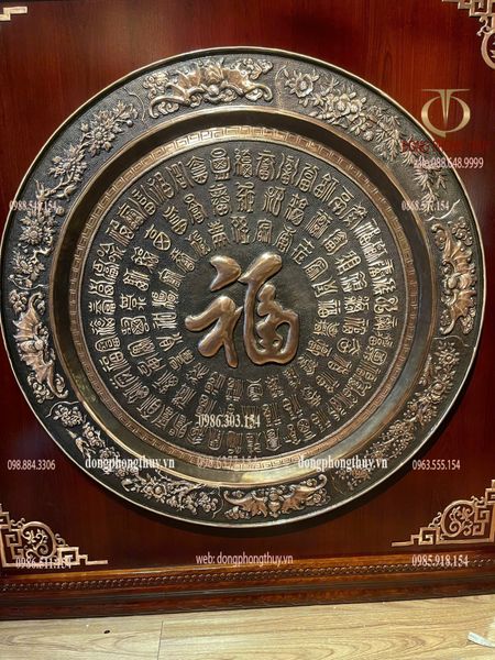 Tranh bách phúc bằng đồng đỏ trạm chữ thủ công thúc nổi