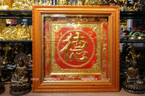Tranh chữ Đức 1m1 bằng đồng đỏ dày 8zem dát vàng 24k