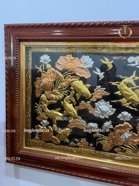 Tranh cửu ngư quần hội bằng đồng 90*1m7