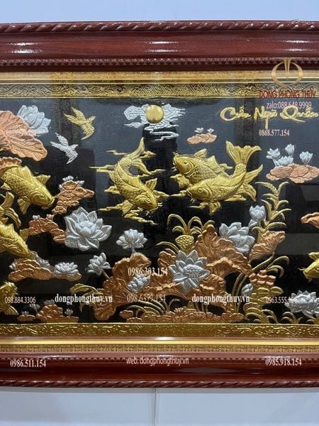 Tranh cửu ngư quần hội bằng đồng 90*1m7