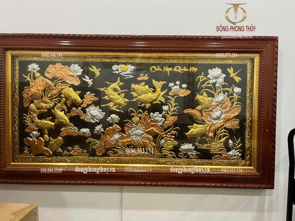 Tranh cửu ngư quần hội bằng đồng 90*1m7