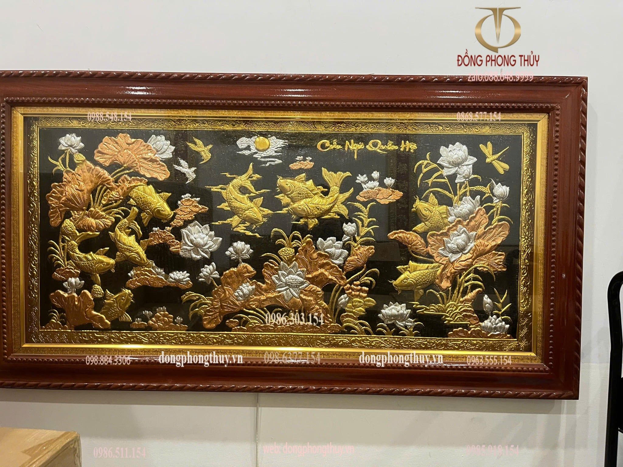 Tranh cửu ngư quần hội bằng đồng 90*1m7