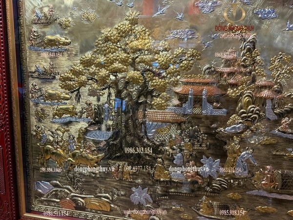 Tranh đồng quê bằng đồng 1m2*1m5