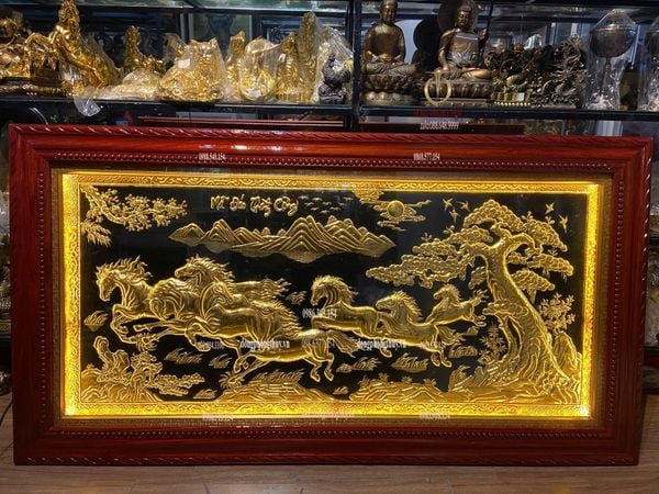 Tranh mã đáo thành công 90*1m7 dát vàng 24k