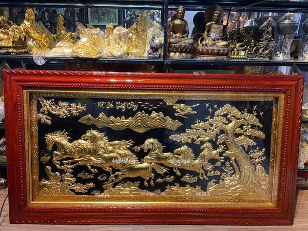 Tranh mã đáo thành công 90*1m7 dát vàng 24k