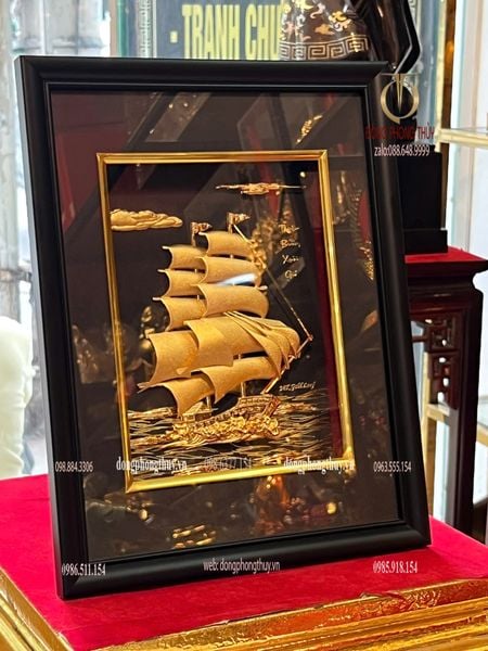 Tranh thuyền buồm mạ vàng 24k