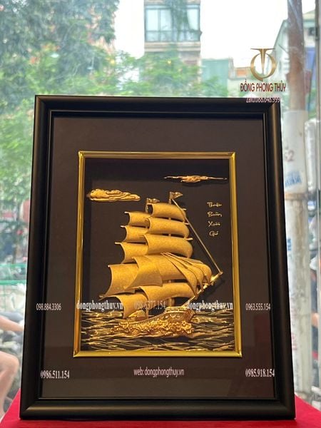 Tranh thuyền buồm mạ vàng 24k