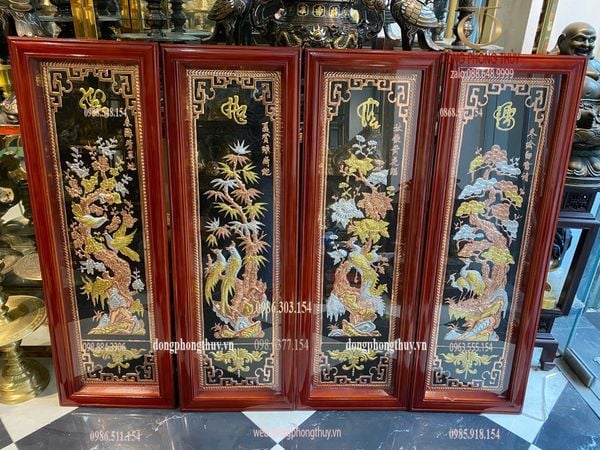 Tranh tứ quý bằng đồng cao 1m2