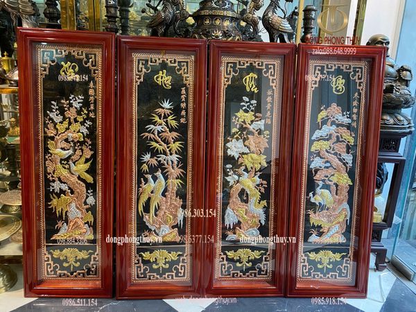 Tranh tứ quý bằng đồng cao 1m2