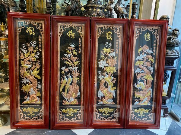 Tranh tứ quý bằng đồng cao 1m2