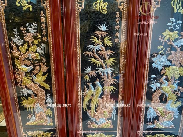 Tranh tứ quý bằng đồng cao 1m2