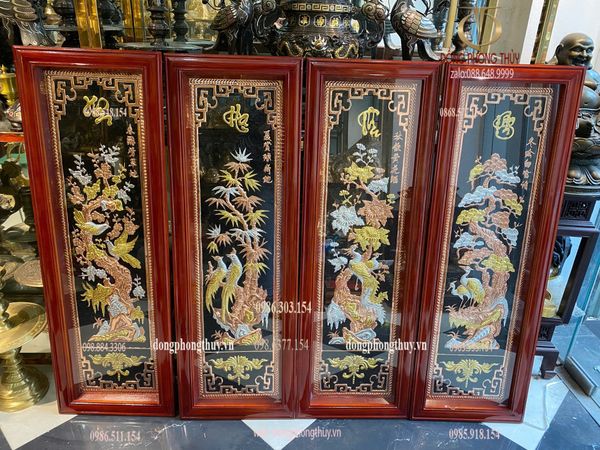 Tranh tứ quý bằng đồng cao 1m2