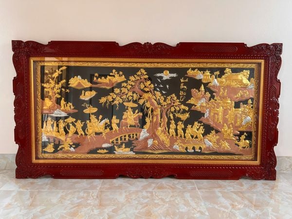 Tranh vinh quy bái tổ dát vàng bạc