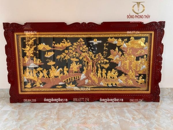 Tranh vinh quy bái tổ dát vàng bạc
