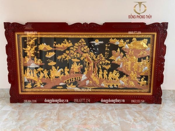 Tranh vinh quy bái tổ dát vàng bạc