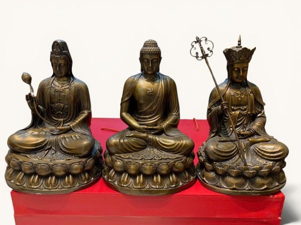 Tượng ta bà tam thánh bằng đồng cao 30cm nặng 10.8kg