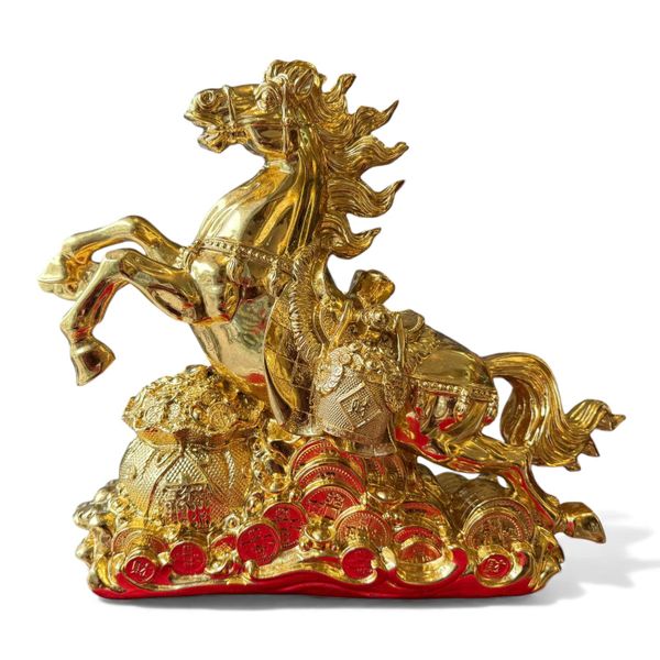 Tượng ngựa bằng đồng dát vàng nano cao 35cm, ngang 40cm, nặng 13,9kg
