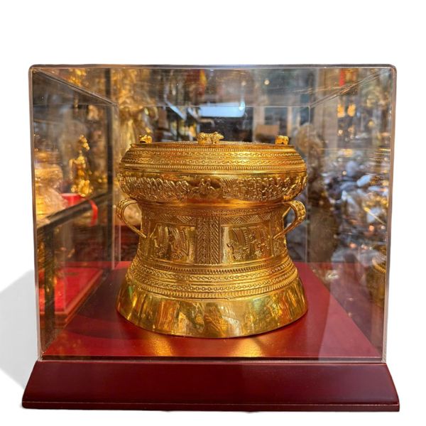 Trống đồng 25cm dát vàng 24k