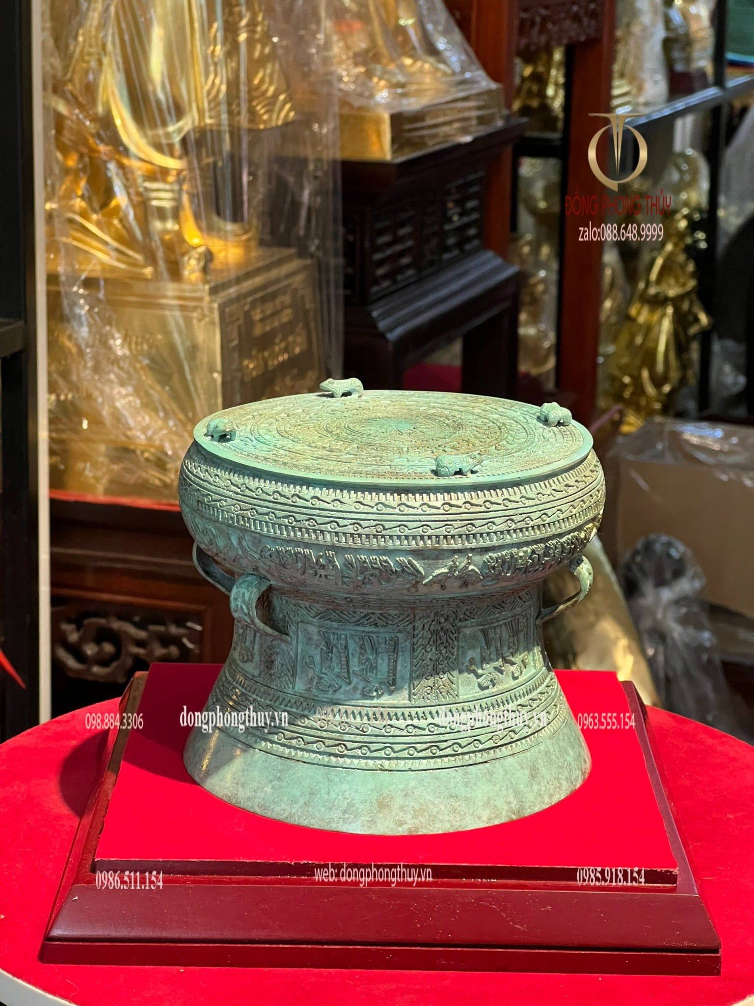 Trống đồng đông sơn để bàn giả cổ