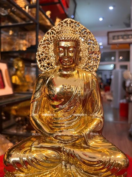 Tượng phật A Di Đà 25cm dát vàng