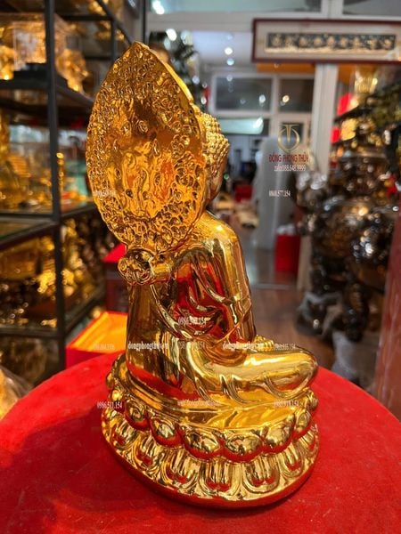 Tượng phật A Di Đà 25cm dát vàng