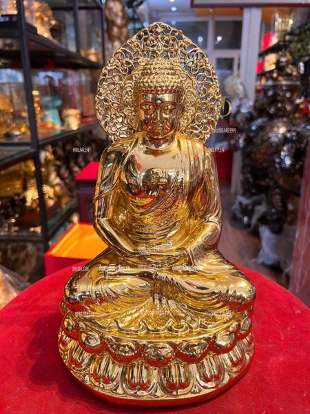 Tượng phật A Di Đà 25cm dát vàng