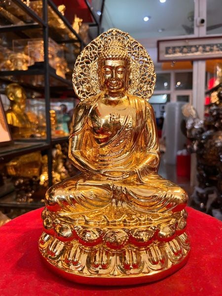 Tượng phật A Di Đà 25cm dát vàng