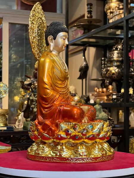 Tượng phật A Di Đà bằng đồngcao 35cm nặng 6kg màu sắc độc quyền