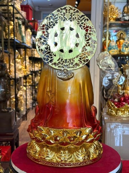 Tượng phật a di đà 45cm bằng đồng vẽ diện