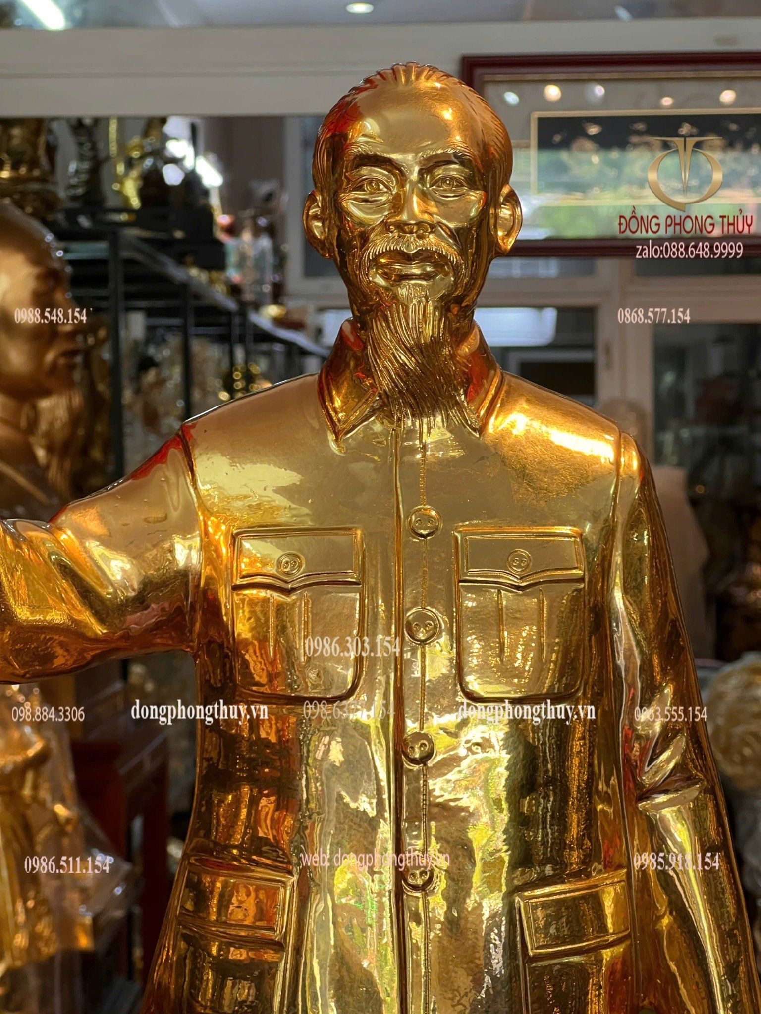 Tượng Bác Hồ 90cm dát vàng 24k