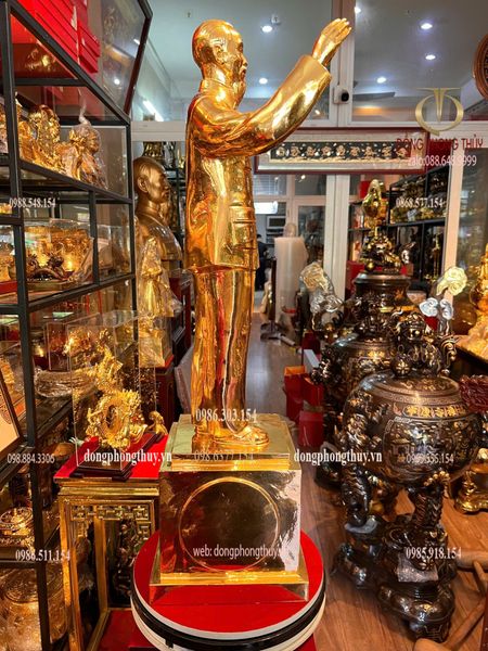 Tượng Bác Hồ 90cm dát vàng 24k