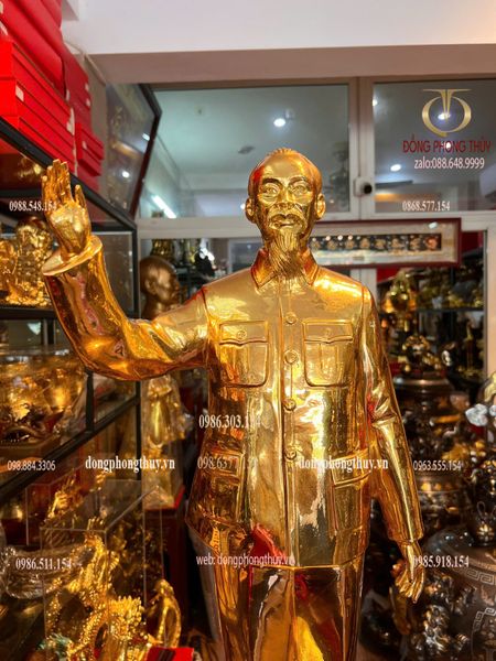 Tượng Bác Hồ 90cm dát vàng 24k