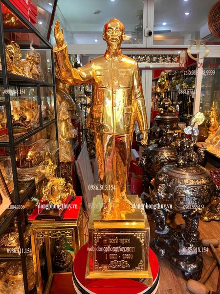 Tượng Bác Hồ 90cm dát vàng 24k