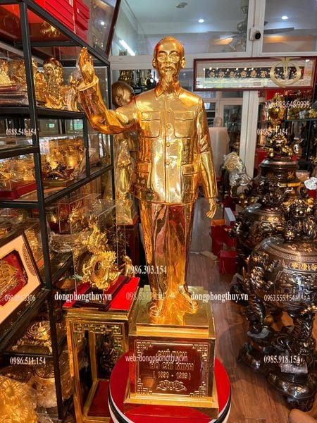 Tượng Bác Hồ 90cm dát vàng 24k