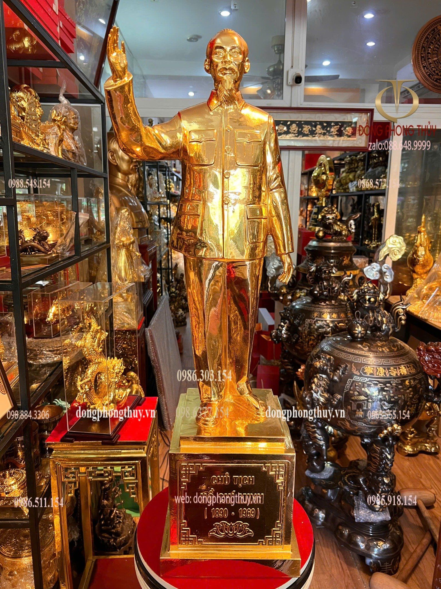 Tượng Bác Hồ 90cm dát vàng 24k