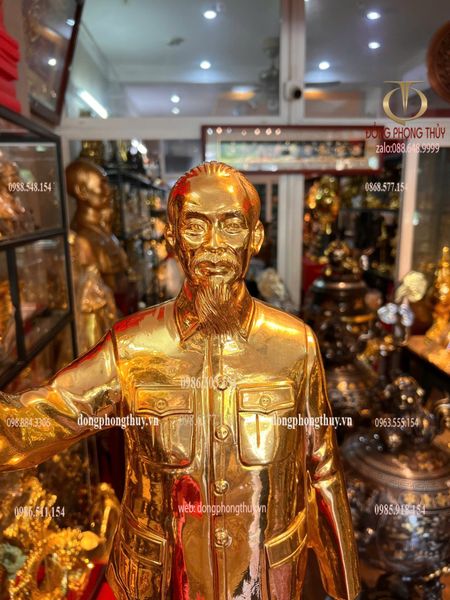 Tượng Bác Hồ 90cm dát vàng 24k