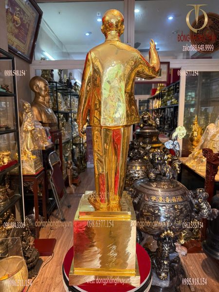 Tượng Bác Hồ 90cm đồng đỏ dát vàng 24k