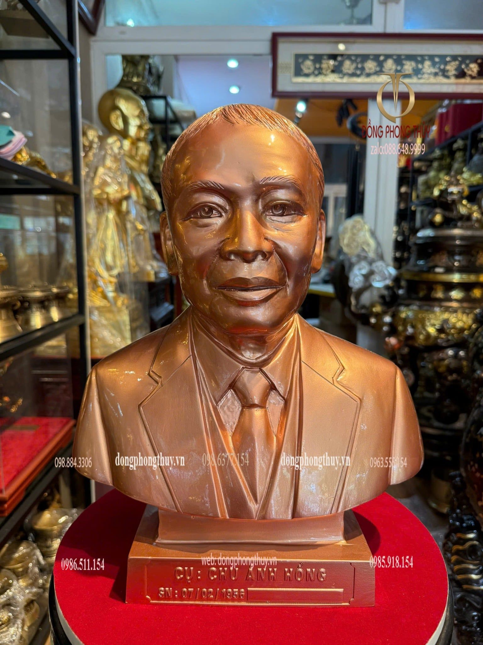 Đúc tượng chân dung truyền thần 38cm bằng đồng đỏ