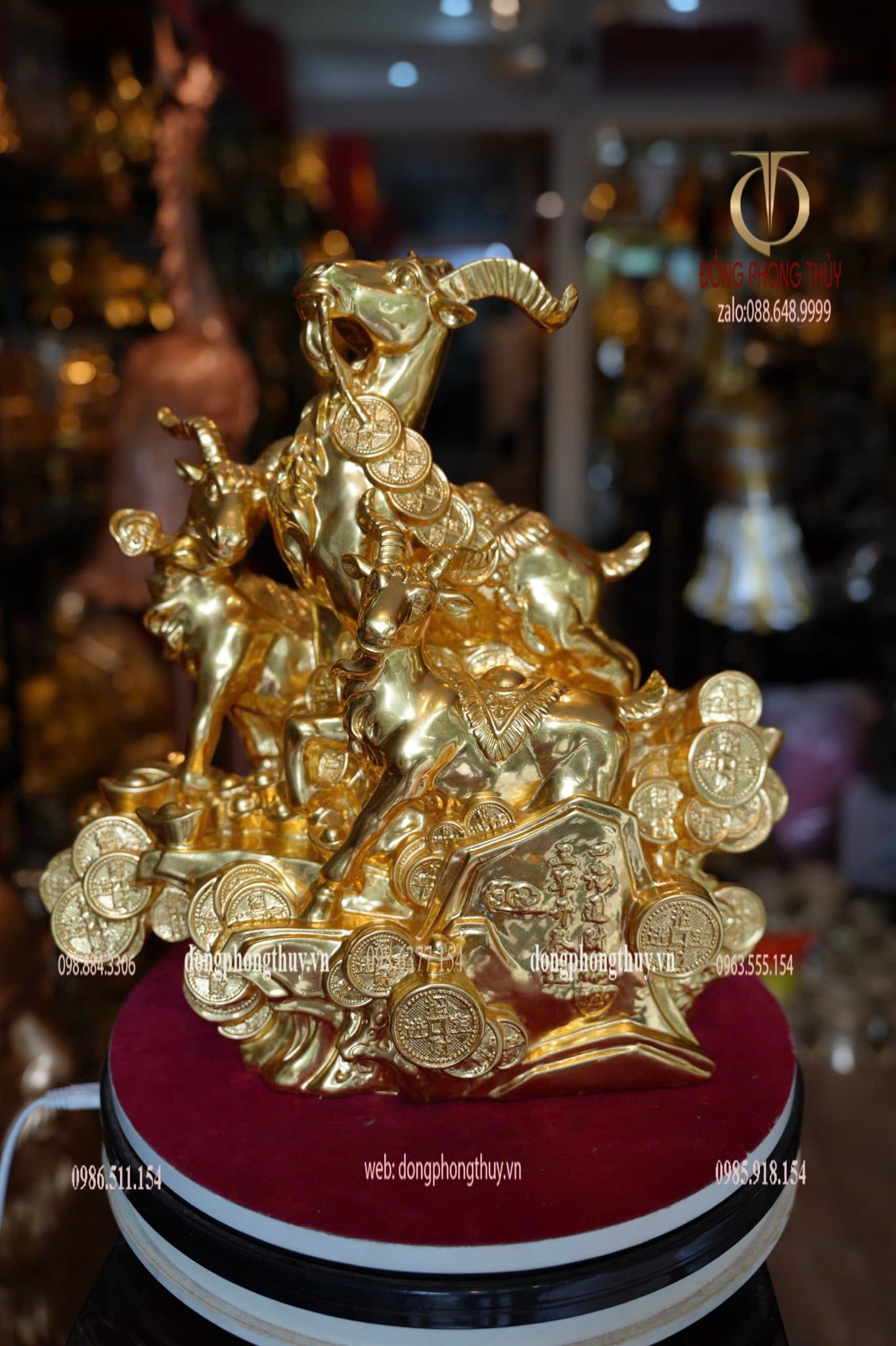 Tượng Dê dát vàng 24k bằng đồng