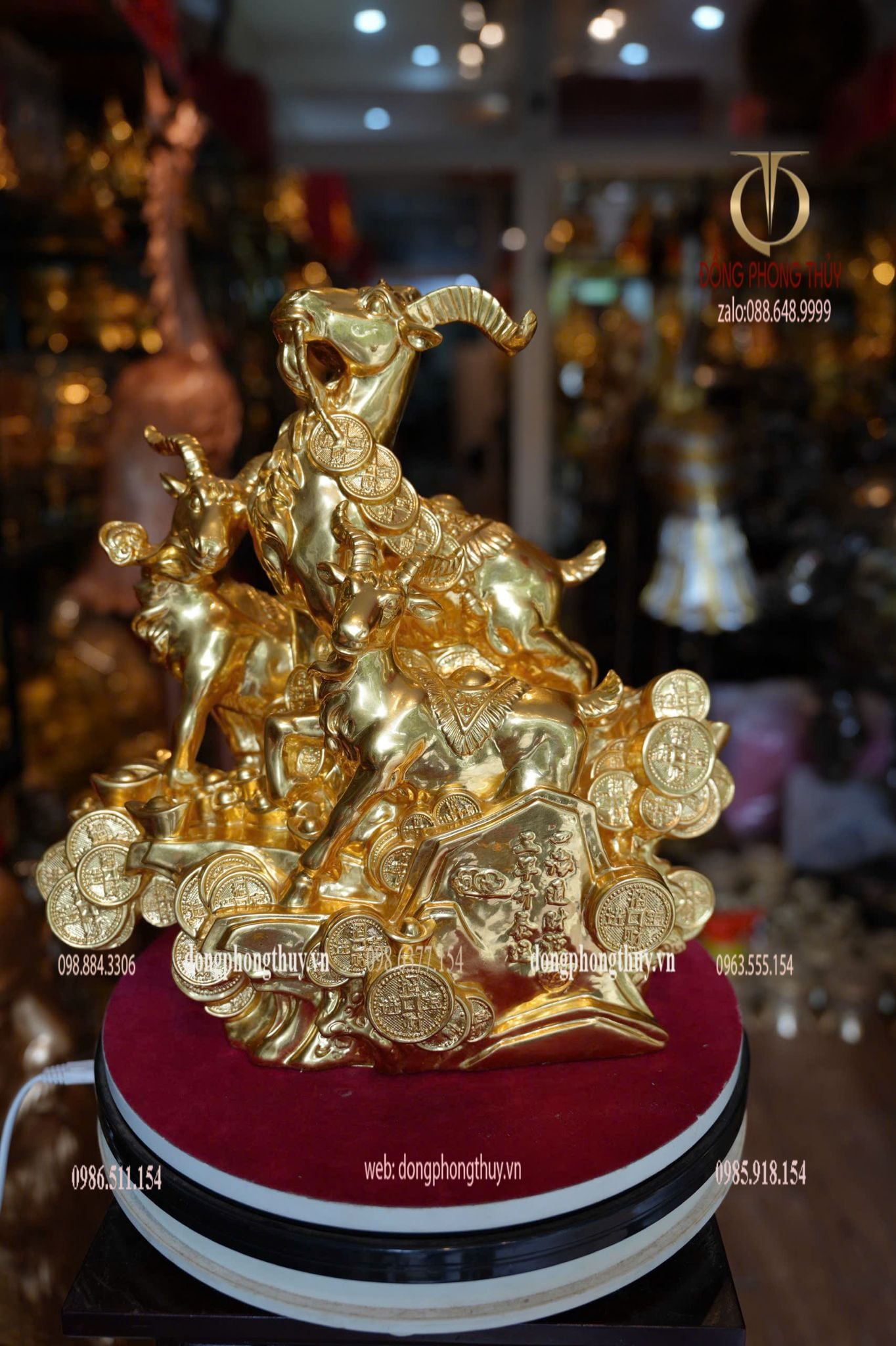 Tượng Dê dát vàng 24k bằng đồng