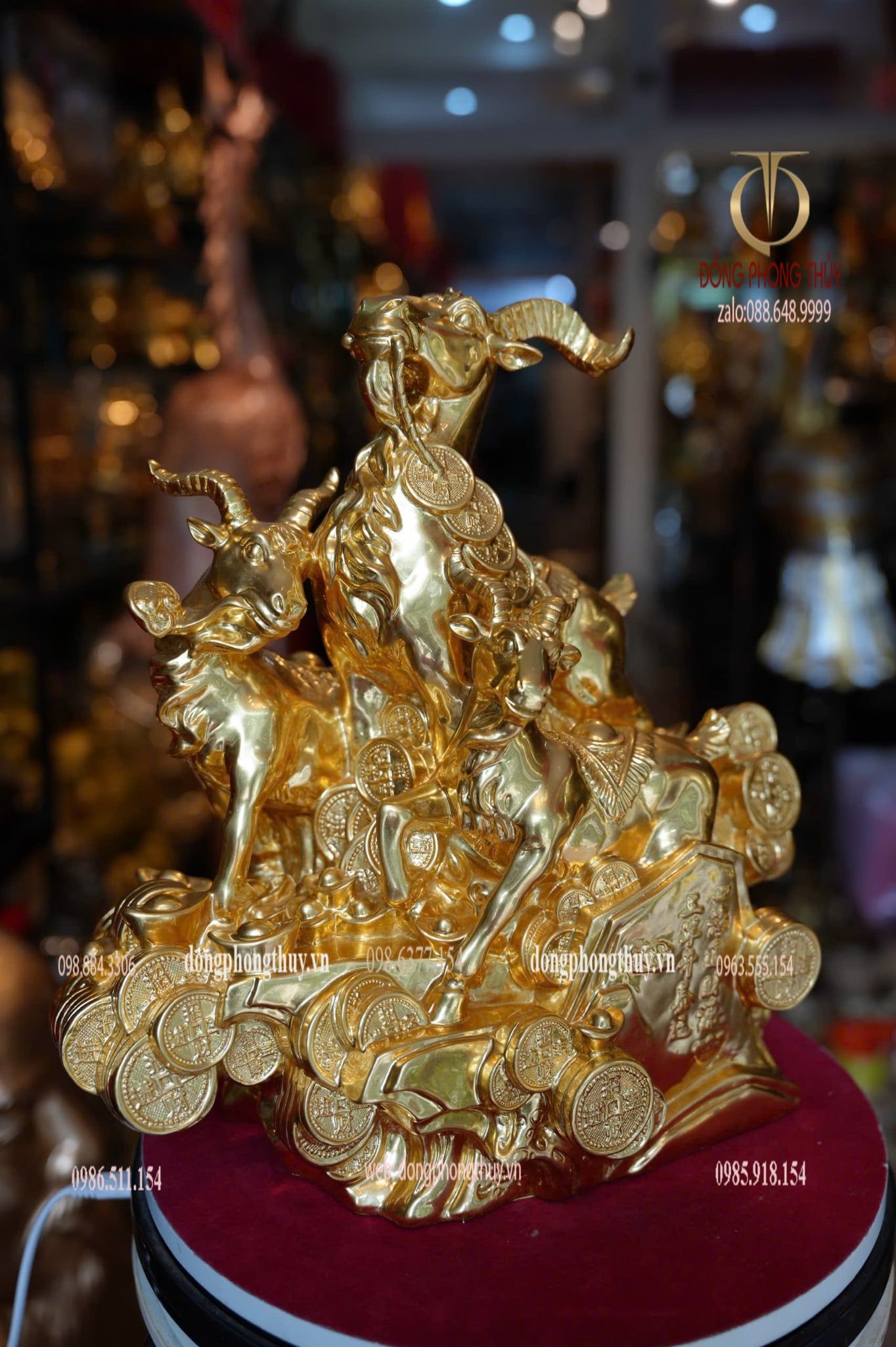 Tượng Dê dát vàng 24k bằng đồng